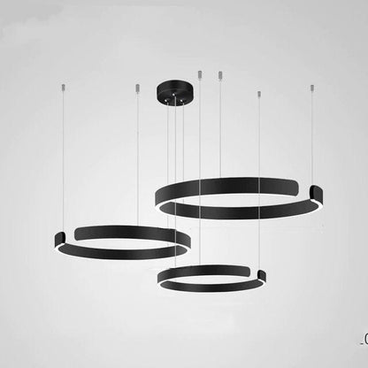 Residence Supply 3 Rings - 15.7" + 23.6" + 31.5" / 40cm + 60cm + 80cm - 108W / Warm White (3000K) / Black Halo Chandelier