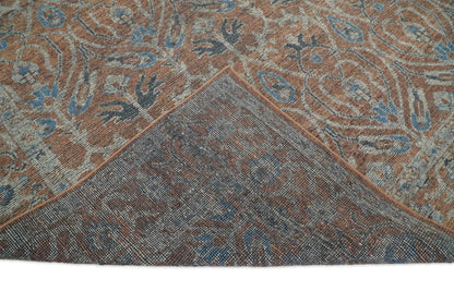 Vintage Style Hand Knotted Serapi Blue and Rust Traditional Custom Made Area Rug