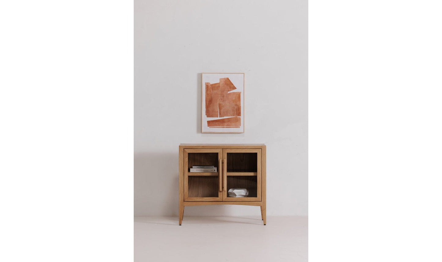 Moe's HARRINGTON SMALL CABINET Organic Bookshelf Slab with Glass Shelves