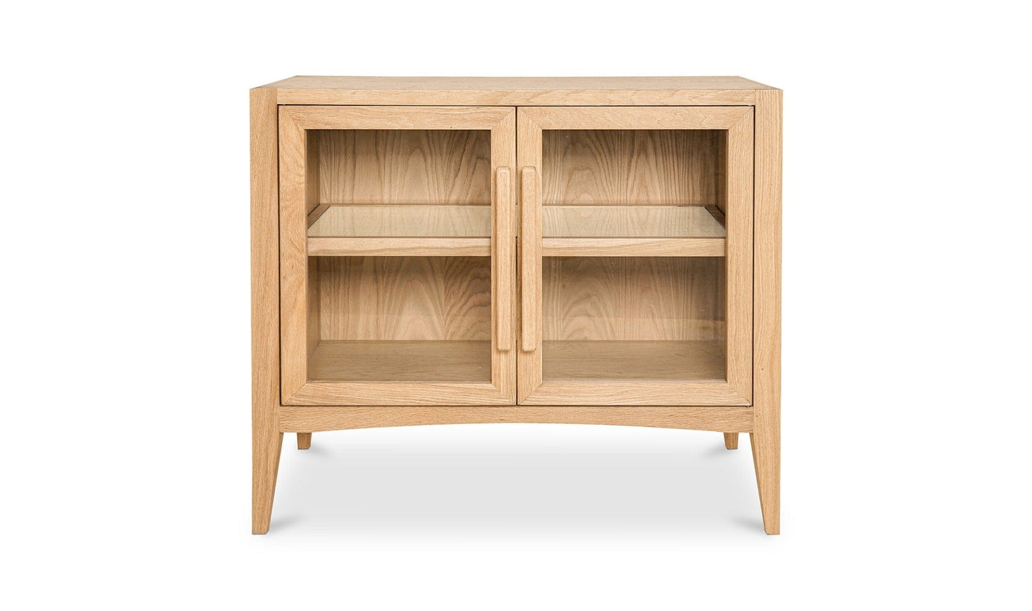 Moe's HARRINGTON SMALL CABINET Organic Bookshelf Slab with Glass Shelves