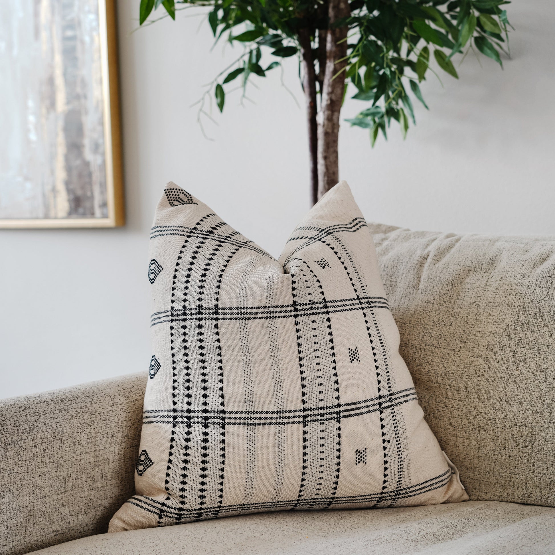 RuffledThread Home & Living > Home Décor > Decorative Pillows EKUNDAYO- Woven Cotton Throw Pillow Cover