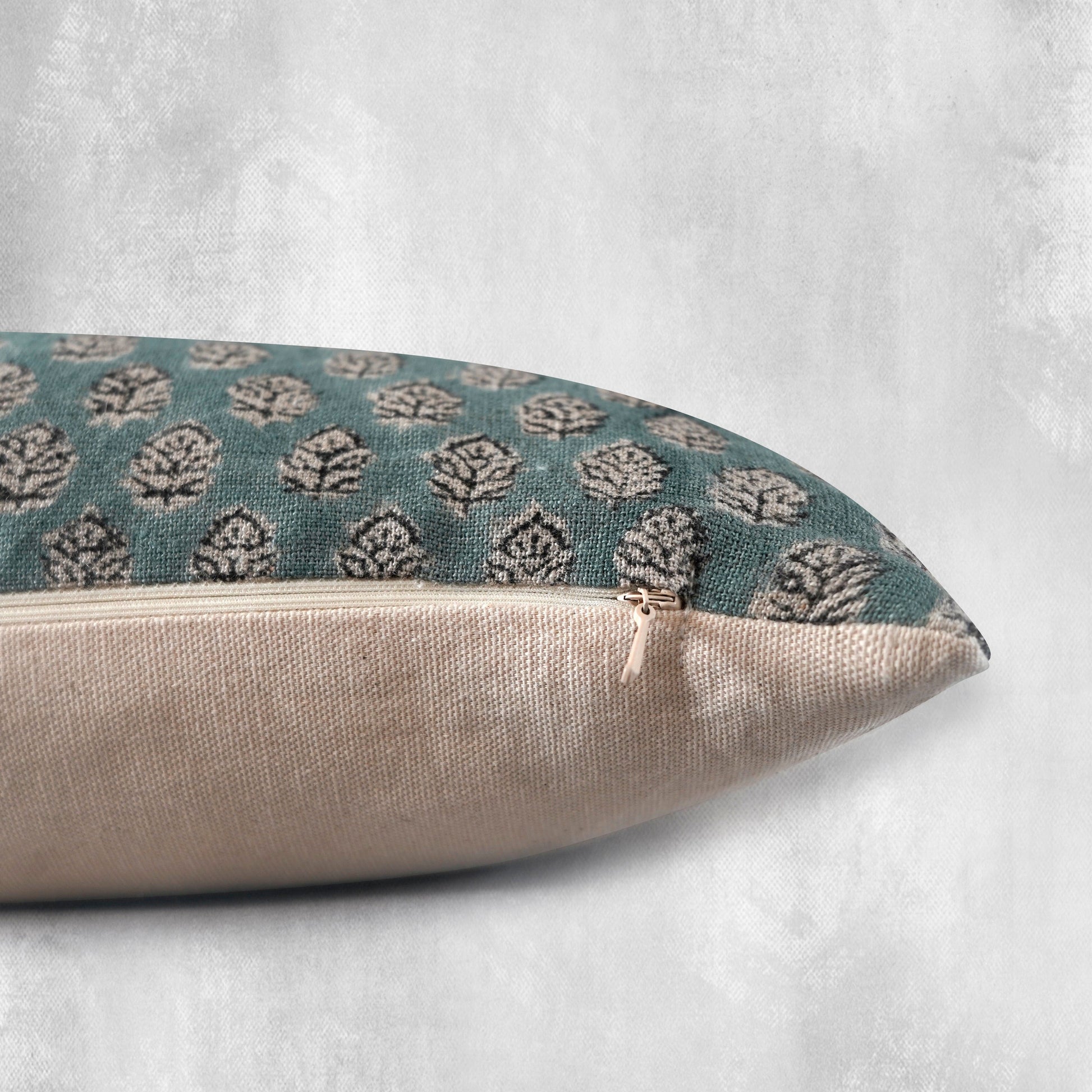 RuffledThread Home & Living > Home Décor > Decorative Pillows 14 in X 20 in ITORO-Indian Hand Block Linen Lumbar Pillow cover