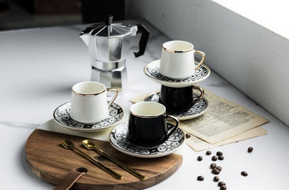 Espresso / Turkish Coffee Mugs with Saucer Plate and Teaspoon