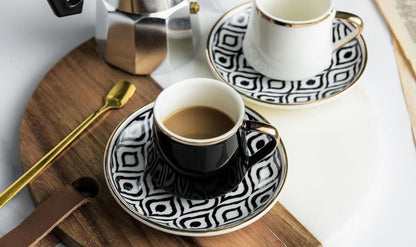 Espresso / Turkish Coffee Mugs with Saucer Plate and Teaspoon