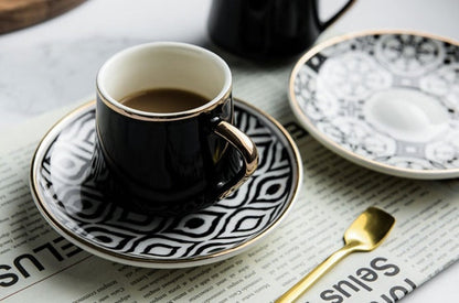 Espresso / Turkish Coffee Mugs with Saucer Plate and Teaspoon