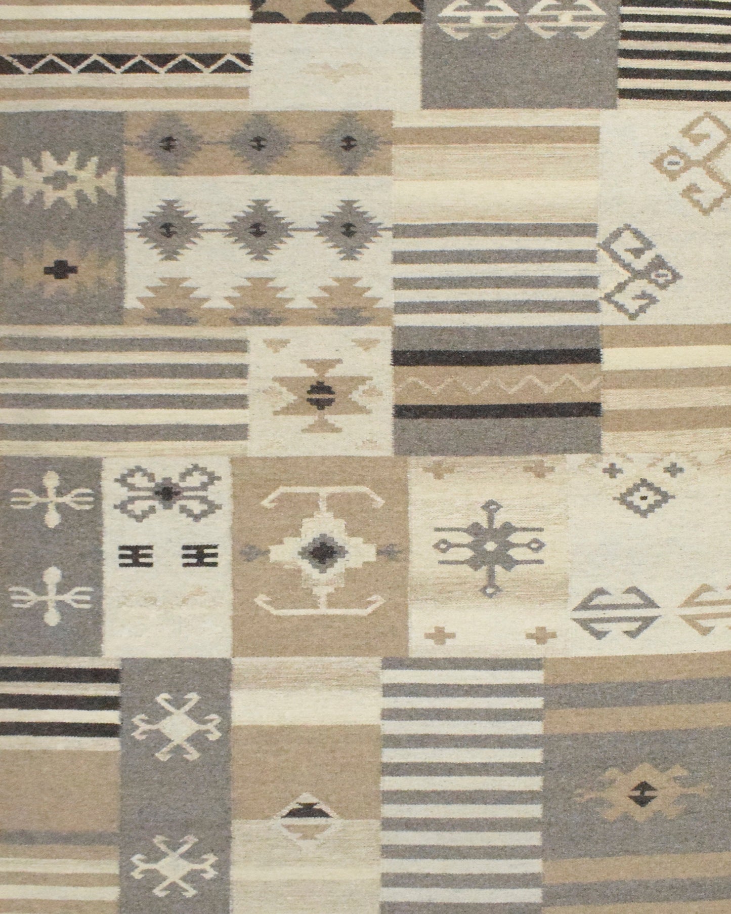 Dhurrie Rug, Beige Brown Tribal Pattern Rug