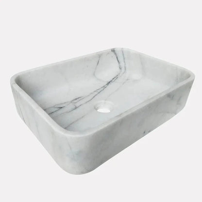 TCSC | White Calacatta Marble Rectangular Above Vanity Bathroom Sink (L)18" (W)12" (H)6"