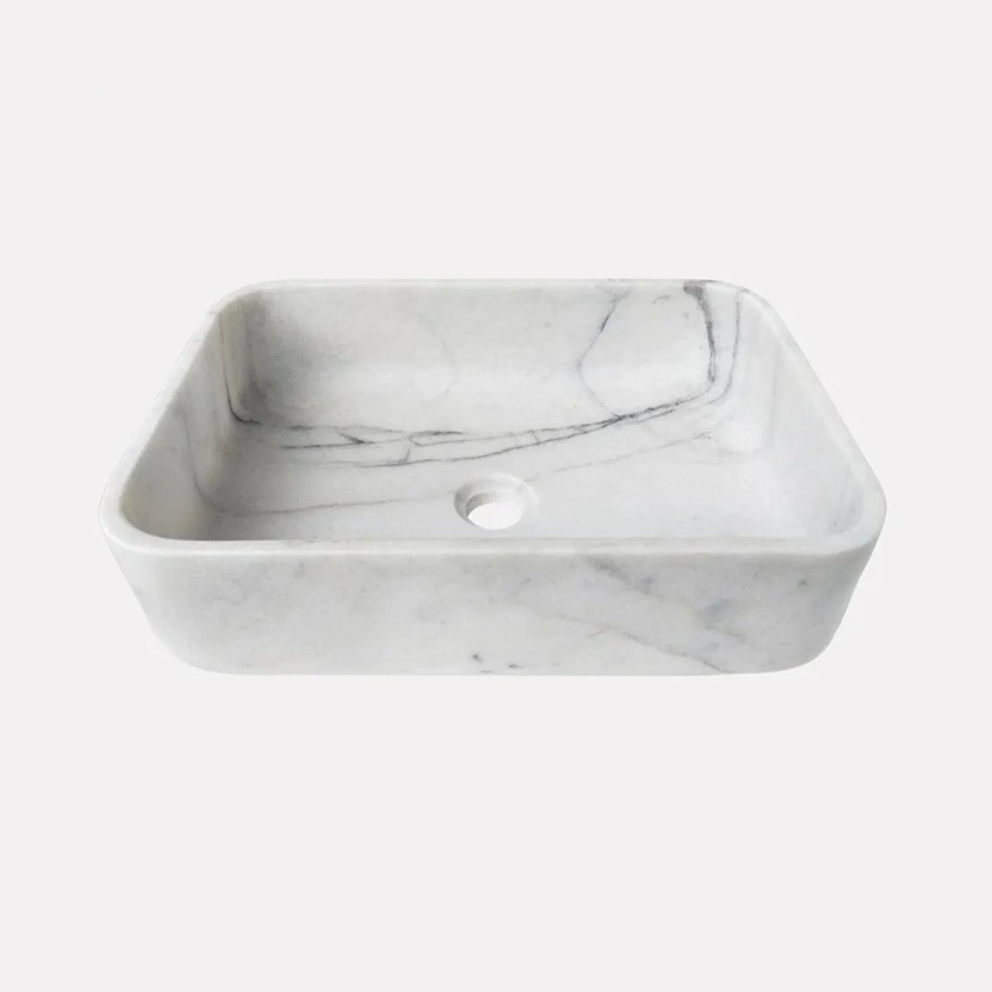 TCSC | White Calacatta Marble Rectangular Above Vanity Bathroom Sink (L)18" (W)12" (H)6"