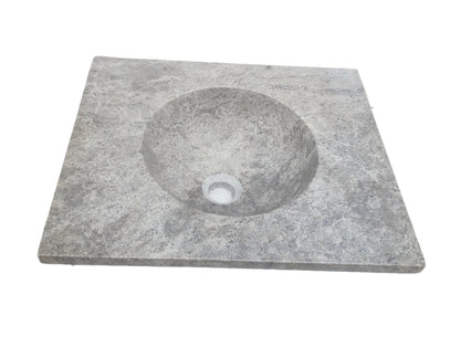 TCSC | Tundra Grey Marble Rectangular Bathroom Vanity Honed with Round Sink (W)18" (L)15"