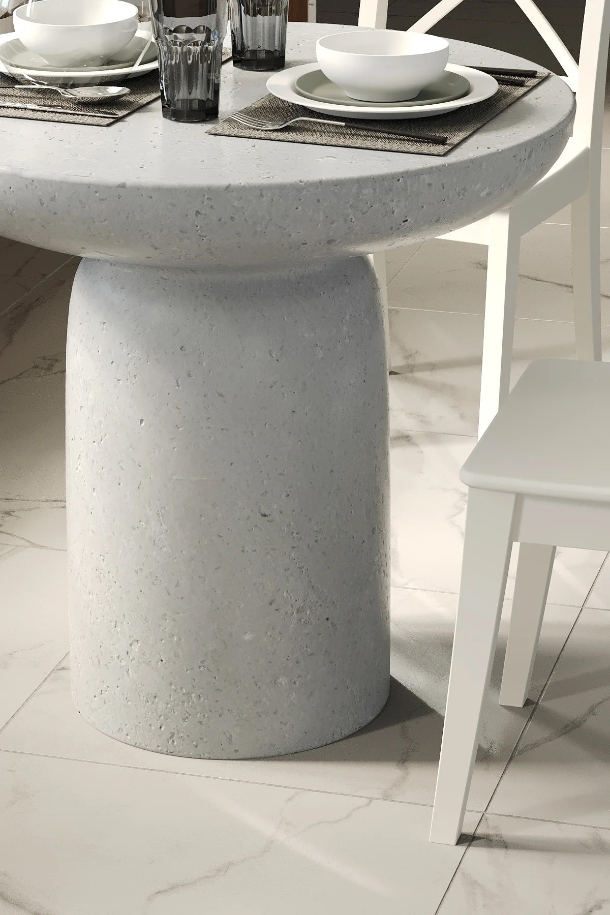 Kalif Onoris Terrazzo Lightweight Concrete Round Dining Table (W)31.5" (L)31.5" (H)29.5"