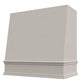 Riley & Higgs Light Grey Wood Range Hood With Angled Front and Decorative Trim - 30", 36", 42", 48", 54" and 60" Widths Available