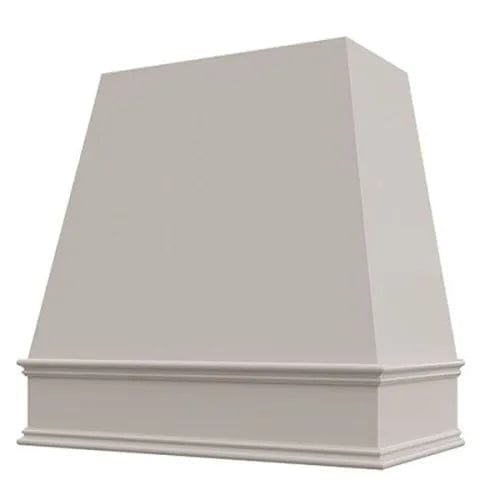 Riley & Higgs Light Grey Wood Range Hood With Tapered Front and Decorative Trim - 30", 36", 42", 48", 54" and 60" Widths Available