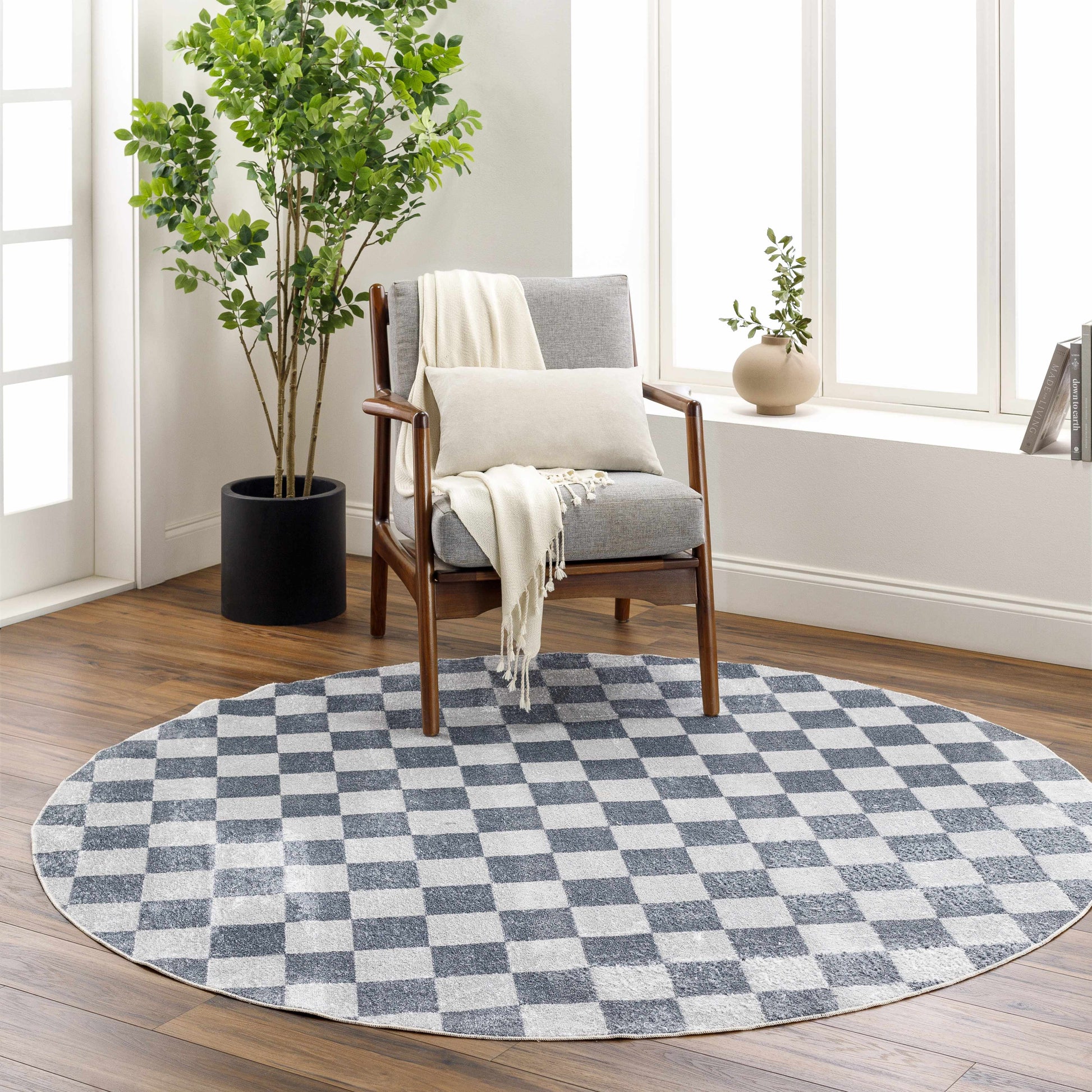 Alie Blue Checkered Area Rug.