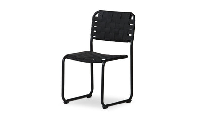 Moe's MOMA STAINLESS STEEL DINING CHAIR BLACK LEATHER -SET OF TWO