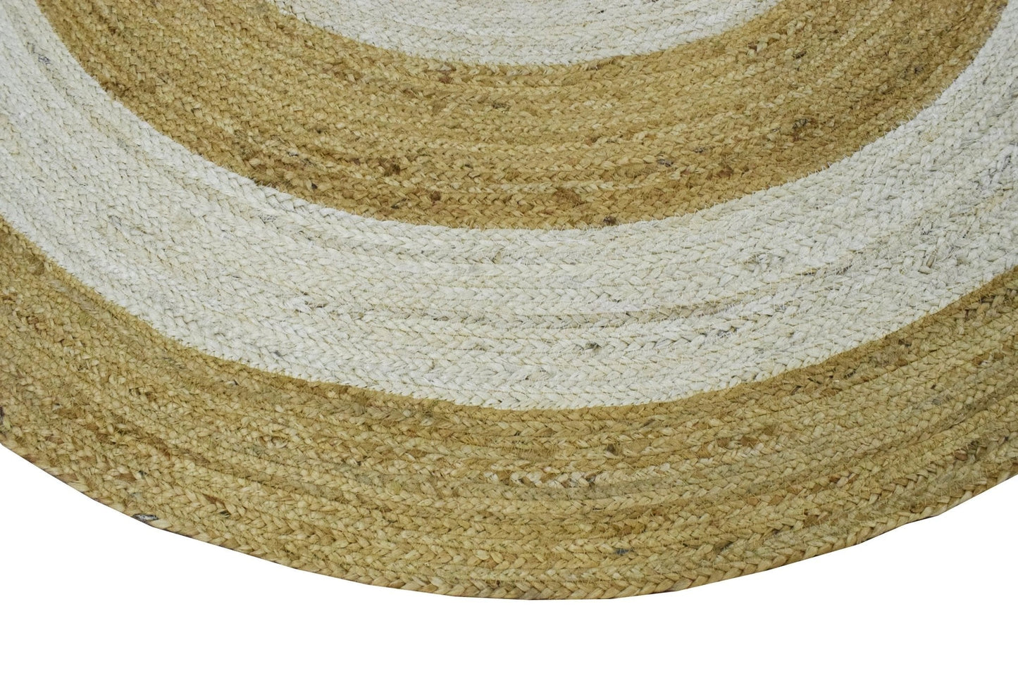 100% ALL NATURAL FIBER HAND BRAIDED BOHO White ROUND JUTE RUG