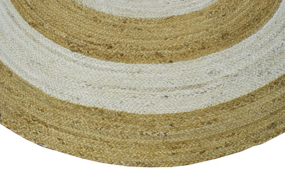 100% ALL NATURAL FIBER HAND BRAIDED BOHO White ROUND JUTE RUG