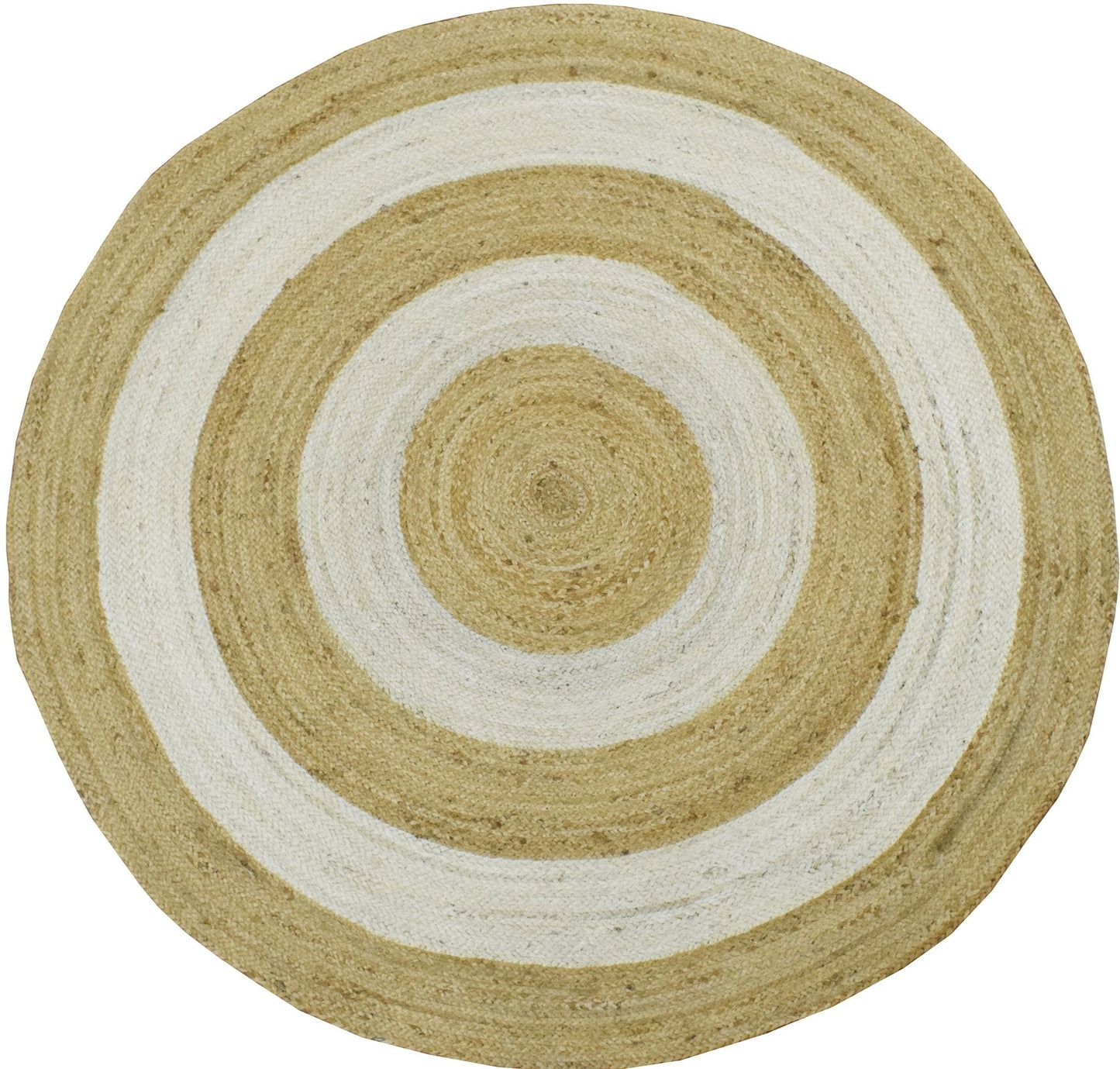 100% ALL NATURAL FIBER HAND BRAIDED BOHO White ROUND JUTE RUG