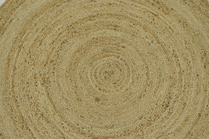 100% ALL NATURAL FIBER HAND BRAIDED BOHO WHITE ROUND JUTE RUG