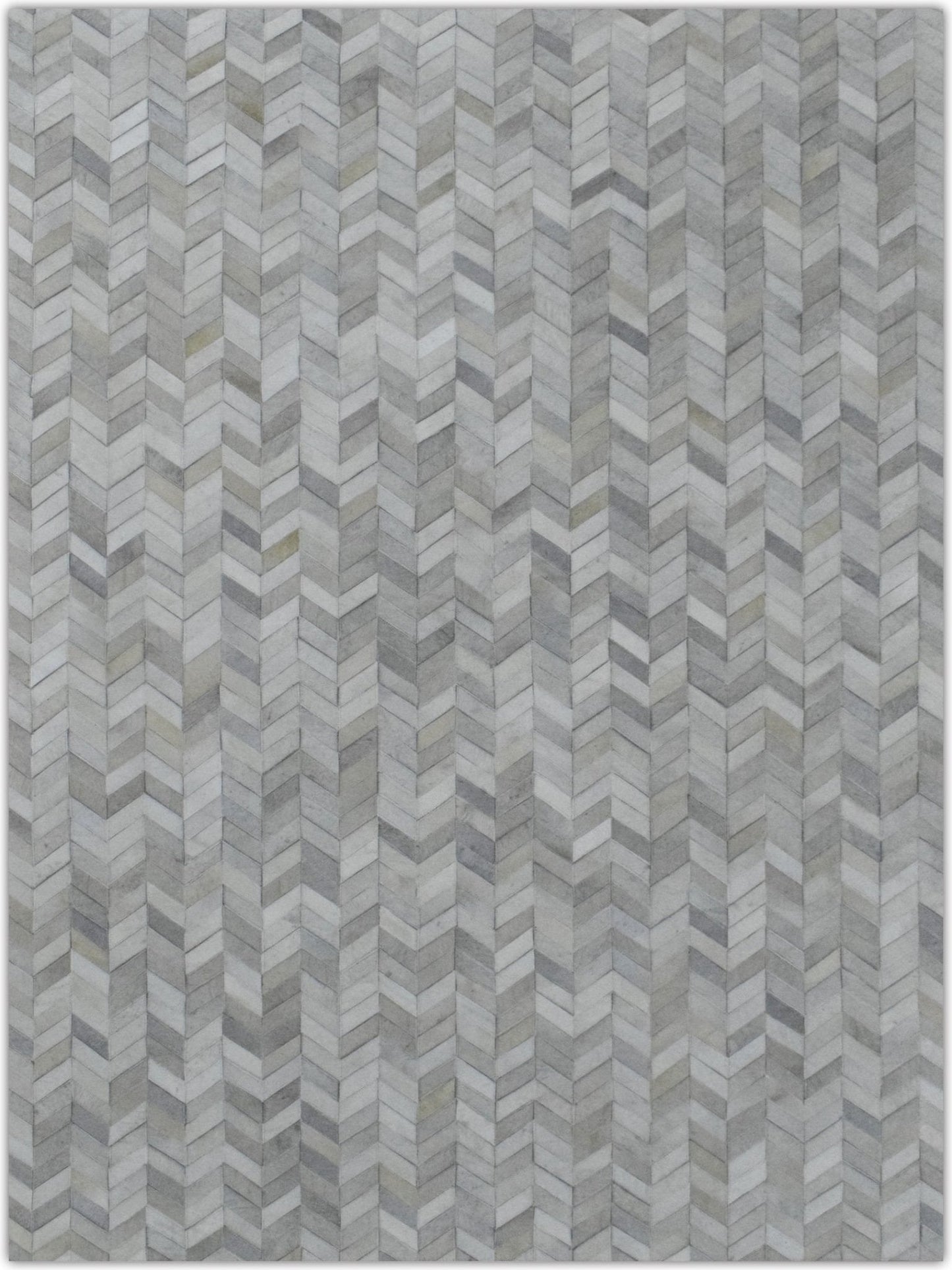 Genuine Leather Chevron Design Handmade Ivory and Beige Area Rug