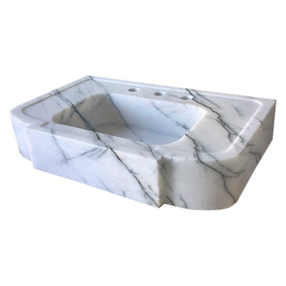 TCSC | New York White Marble Wall-mount Bathroom Sink Polished (W)18" (L)28" (H)6"