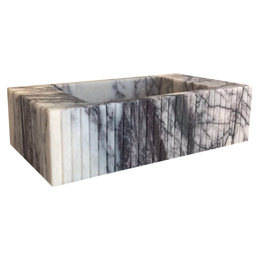 TCSC | New York Marble Wall-mount Bathroom Sink Fluted Front (W)12" (W)20" (H)5"