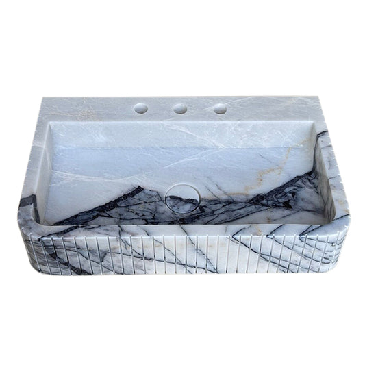 New York Marble Wall-mount Bathroom Sink Fluted Front and Edges (W)16" (W)28" (H)5" (Copy)