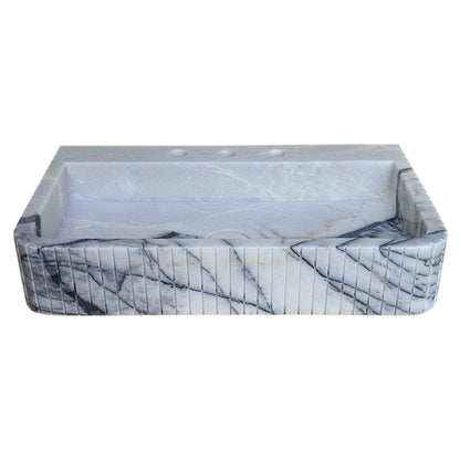 TCSC | New York Marble Wall-mount Bathroom Sink Fluted Front and Edges (W)16" (W)28" (H)5"