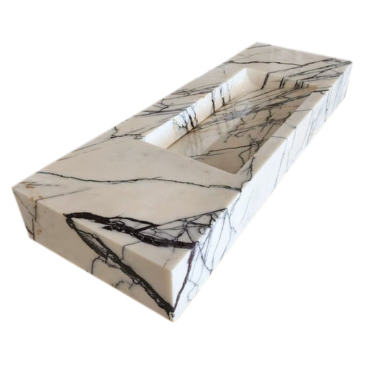 TCSC | New York Marble Wall-mount Bathroom Sink Hidden Drain Polished (W)16" (W)43" (H)6"