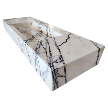 TCSC | New York Marble Wall-mount Bathroom Sink Hidden Drain Polished (W)16" (W)43" (H)6"