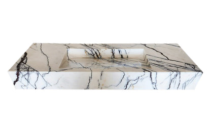 TCSC | New York Marble Wall-mount Bathroom Sink Hidden Drain Polished (W)16" (W)43" (H)6"