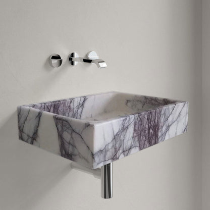 TCSC | New York Marble Rectangular Wall-mount Bathroom Sink Polished (W)16" (L)24" (H)5"