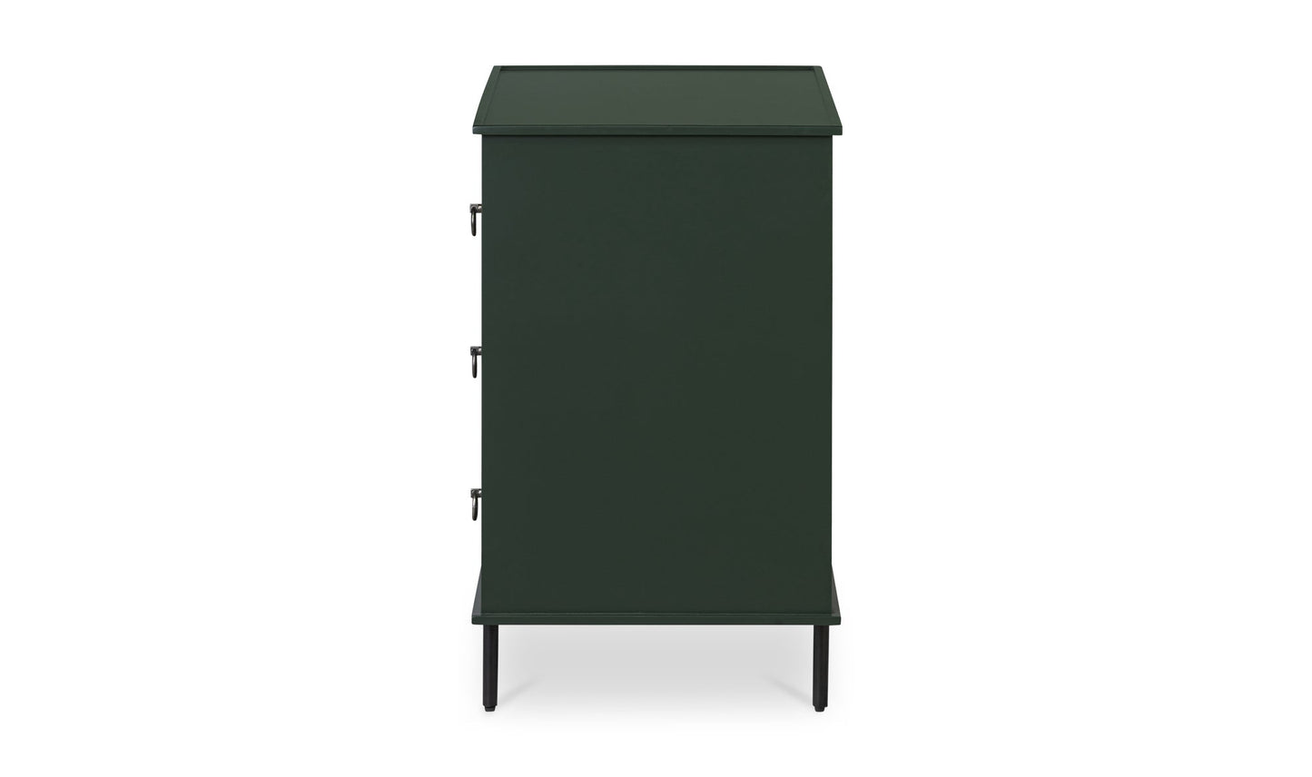 Moe's Nightstands REAGAN 3 DRAWER NIGHTSTAND DEEP GREEN