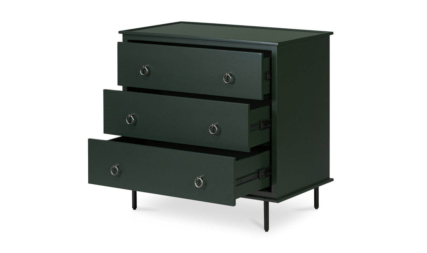 Moe's Nightstands REAGAN 3 DRAWER NIGHTSTAND DEEP GREEN