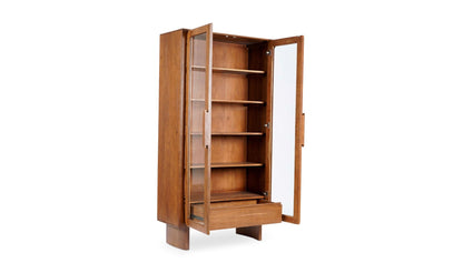 Moe's ORSON TALL CABINET Organic Bookshelf Slab with Glass Shelves