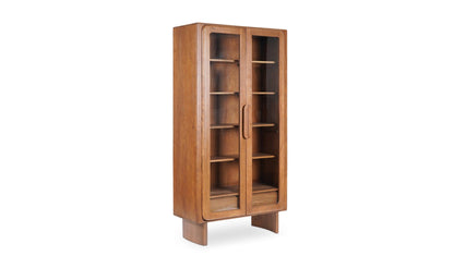 Moe's ORSON TALL CABINET Organic Bookshelf Slab with Glass Shelves