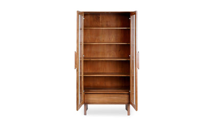 Moe's ORSON TALL CABINET Organic Bookshelf Slab with Glass Shelves