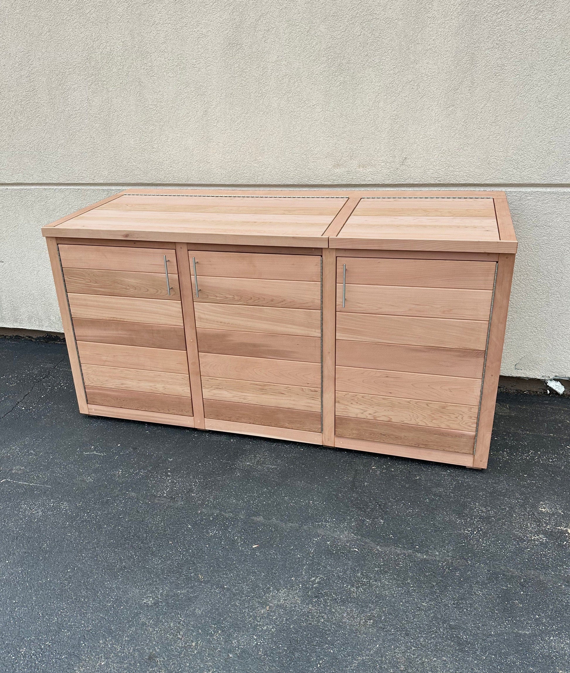 The Carpentry Shop Co., LLC outdoor furniture Red Grandis Trash Enclosure Clear Cedar Trash Enclosure| Outdoor Garbage Can Storage