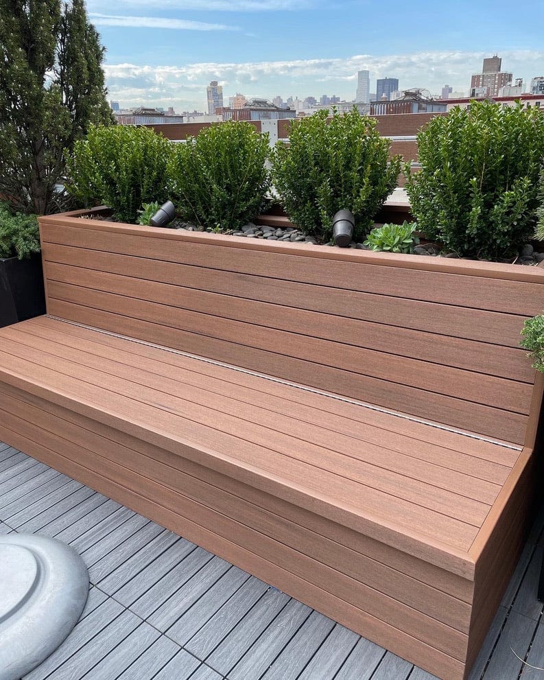 The Carpentry Shop Co. outdoor furniture Rooftop or Backyard Planter Bench Combo Handcrafted wood patio furniture from The Carpentry Shop Co.