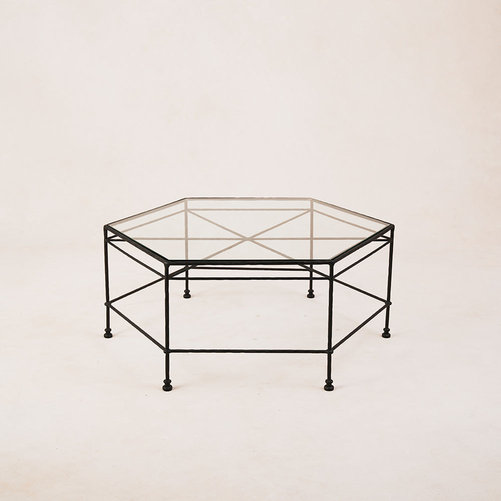 Provence Outdoor Glass Hexagonal Coffee Table