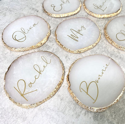 debelleo Personalized Resin Coasters with Foil Plated Edge