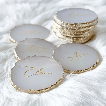 debelleo Personalized Resin Coasters with Foil Plated Edge