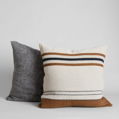 Bloomist Pillows Herringbone Linen Pillow in Black, 24X24