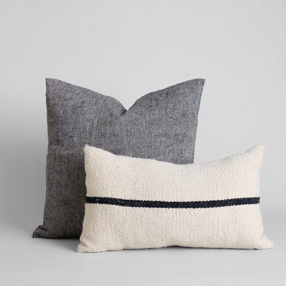 Bloomist Pillows Herringbone Linen Pillow in Black, 24X24