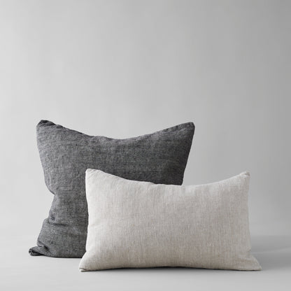 Bloomist Pillows Herringbone Linen Pillow in Black, 24X24