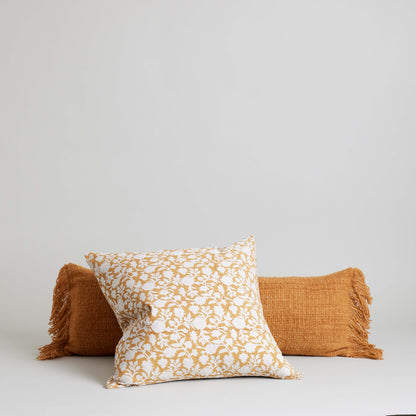 Bloomist Pillows Tina Hand Block Printed Linen Pillow Cover, 22x22