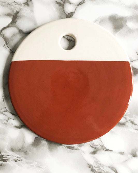 atacama home Platter Casa Cubista Dipped Terracotta & White Round Cheese Board