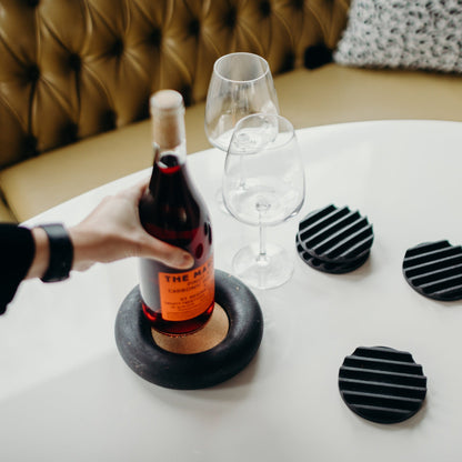 Wine Bottle Coaster | Black Terrazzo