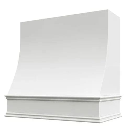 Riley & Higgs Primed Wood Range Hood With Sloped Front and Decorative Trim - 30", 36", 42", 48", 54" and 60" Widths Available