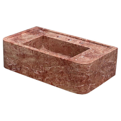 TCSC | Red Travertine Rectangular Wall-mount Bathroom Sink (W)16" (L)30" (H)8"