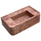 Red Travertine Rectangular Wall-mount Bathroom Sink (W)16" (L)30" (H)8"